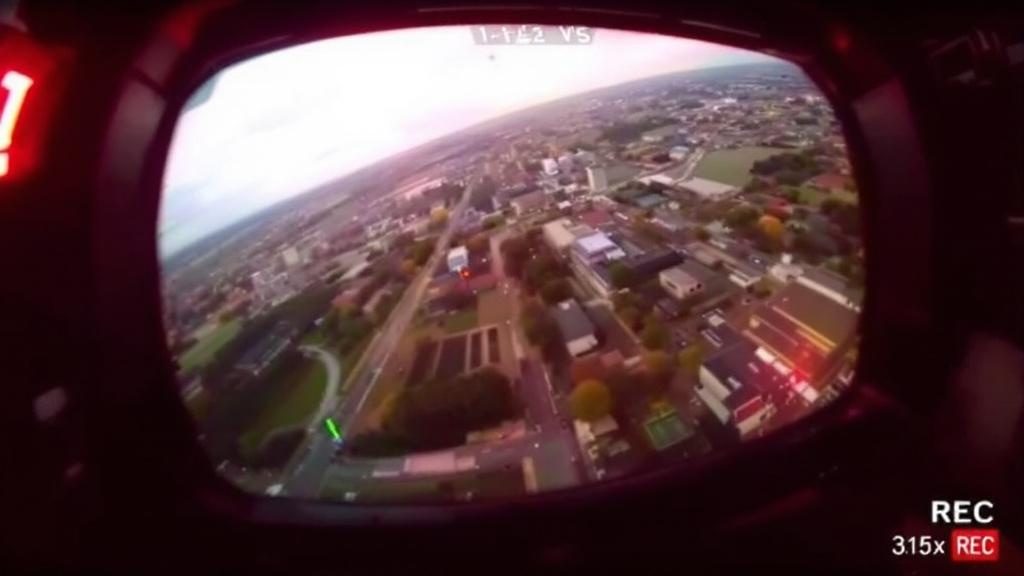 FPV Brille in Aktion mit OSD-Anzeige für DVR-Aufnahme