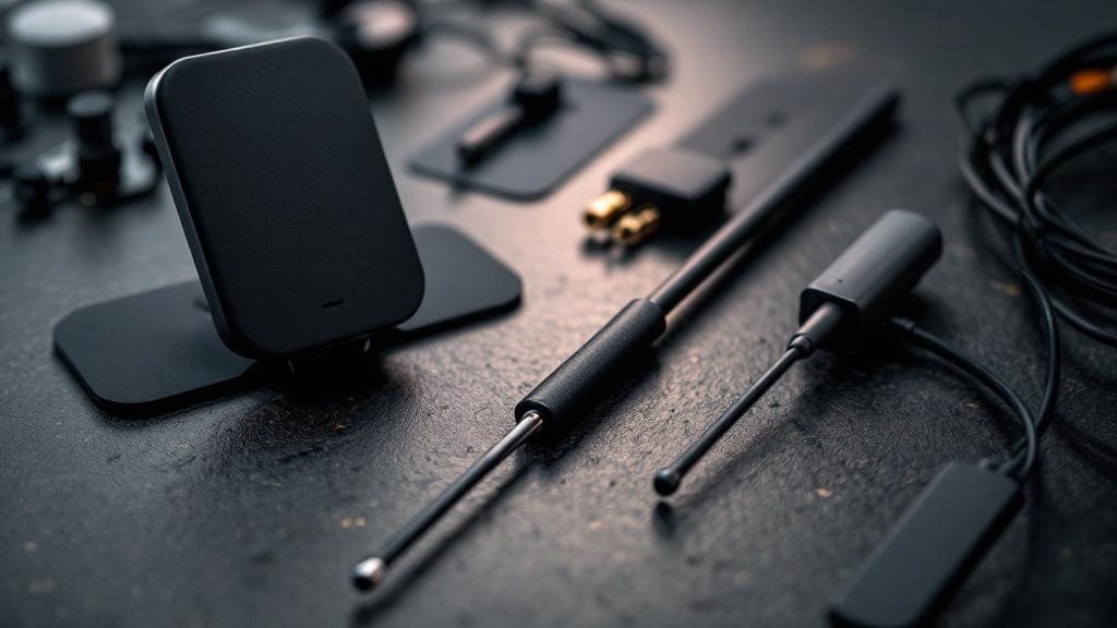 Verschiedene FPV-Antennen (Omni, Patch) auf einem Tisch